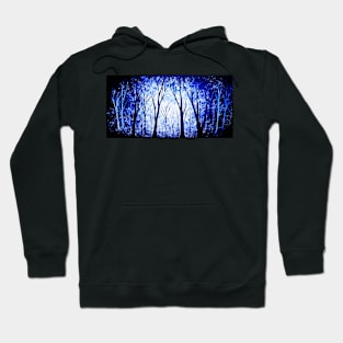 Minimal Black and White with Blue Tree Art Hoodie